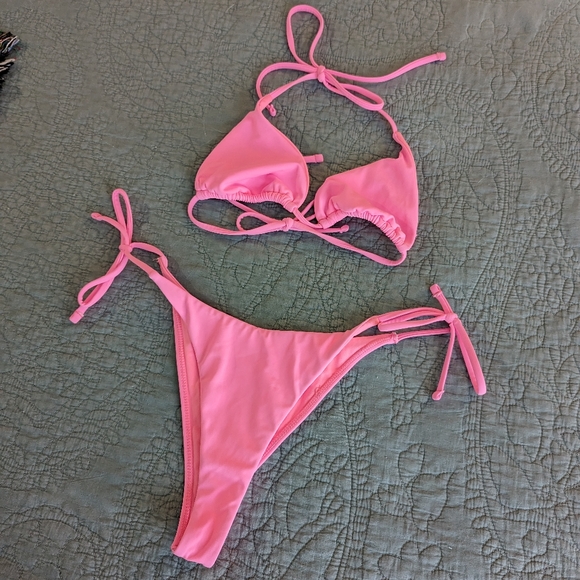 Neon Pink String Bikini - Picture 1 of 4